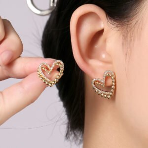 2025_12_01_e229782e47fad342dc75ad033ec42468 Heart Shape Double Korean Earrings- Golden